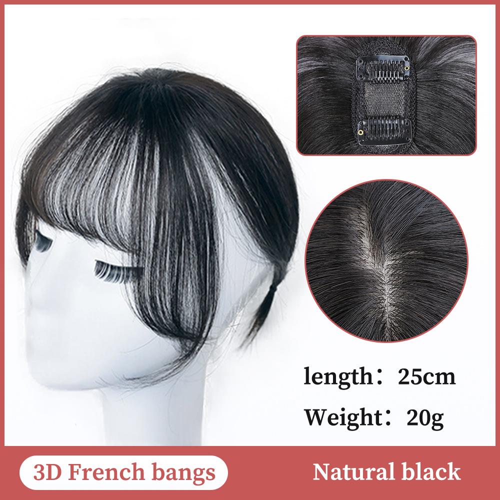 3D Air Bangs Wig Female Seamless High Temperature Hairpiece Head Top Replacement Cover White Hair Fake Bangs