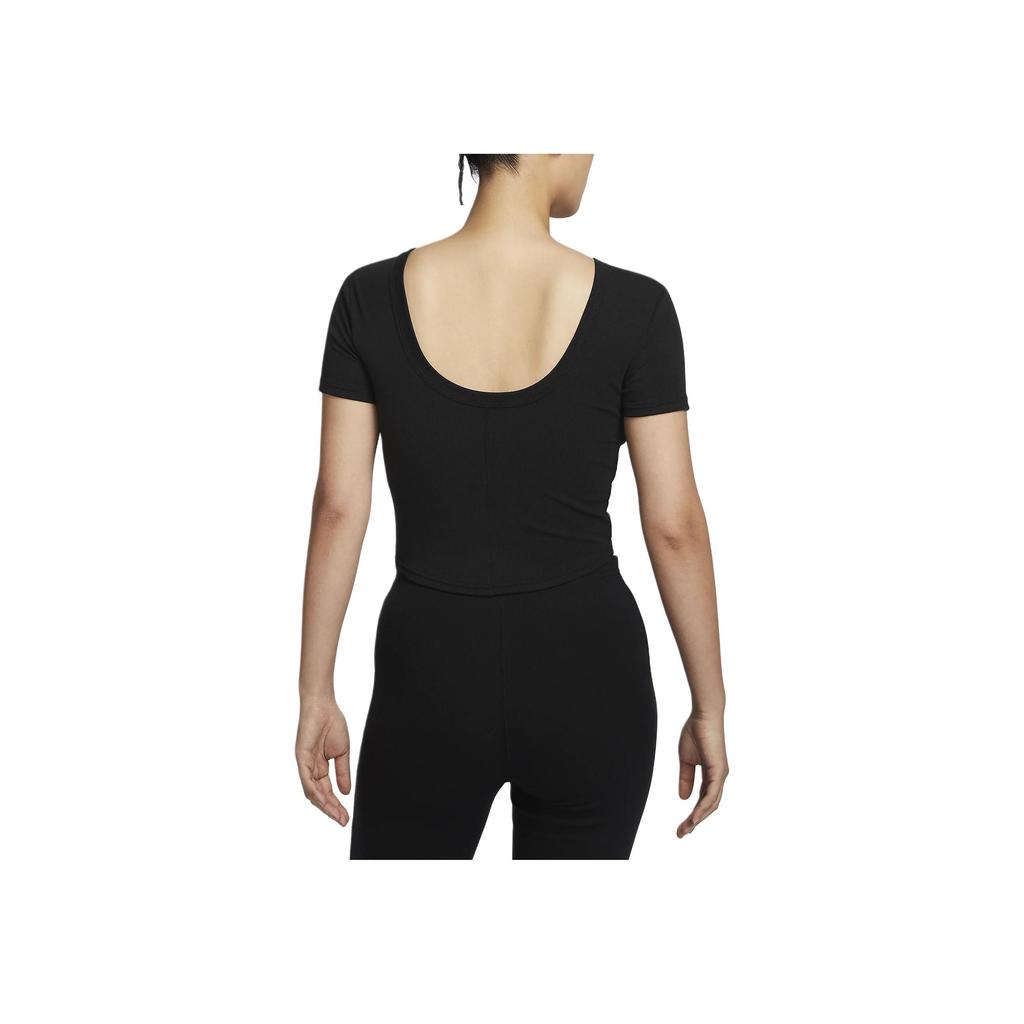 Nike Solid Color Round Neck Casual Short Sleeve T-Shirt Women Tops Black FN3665-010