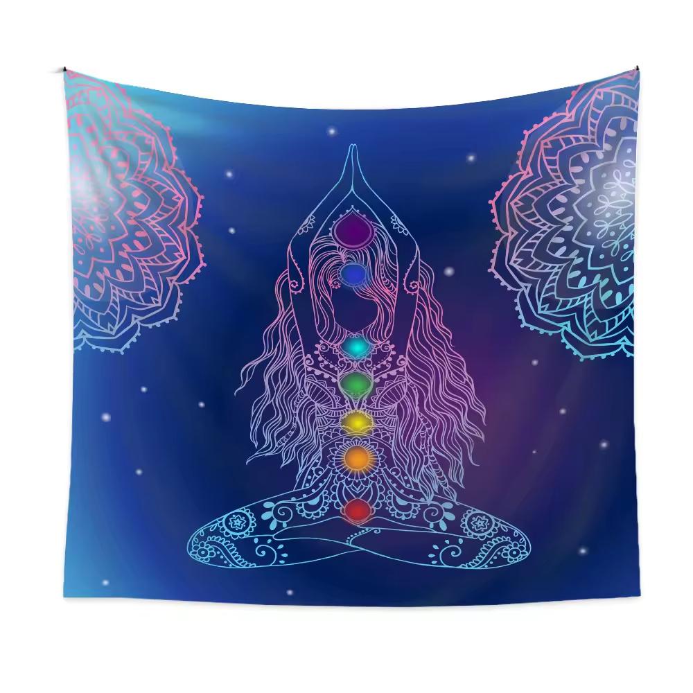 Mysterious Vintage Religious Yoga Symbol Tapestry Wall Hanging Bohemian Mandala Tapestries Decoration Aesthetic Banner Fan Gift