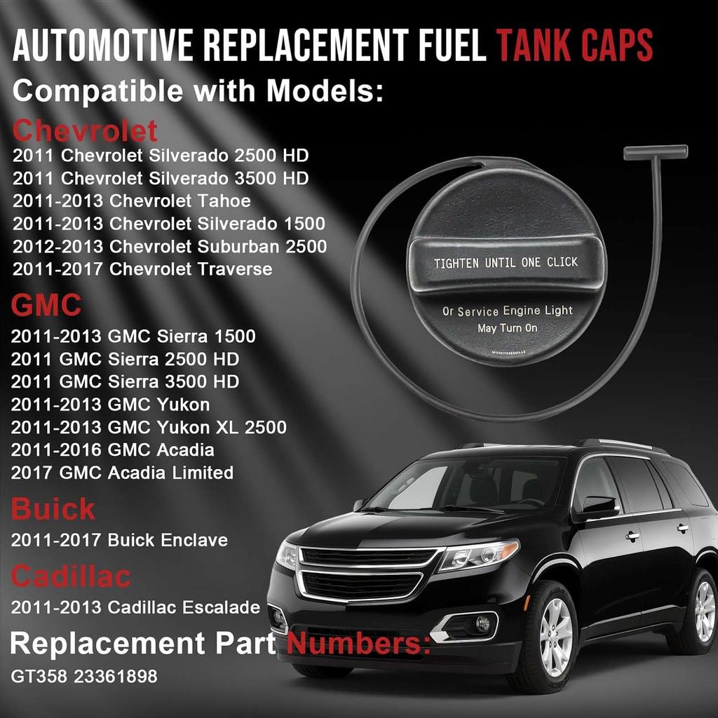 Gas Cap Fuel Cap GT358 for 2011-2017 Buick Enclave, Chevrolet Silverado 2500 HD Silverado 3500 HD Tahoe Silverado 1500 Suburban 2500 Traverse, GMC