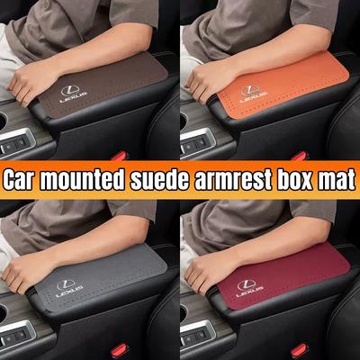 1Pcs Car Emblem Suede Armrest Box Pad Soft Mat For ES RX NX LS UX LM LX GX LC RZ IS CT GS RC HS SC IS300 RX350 LS500 LX600