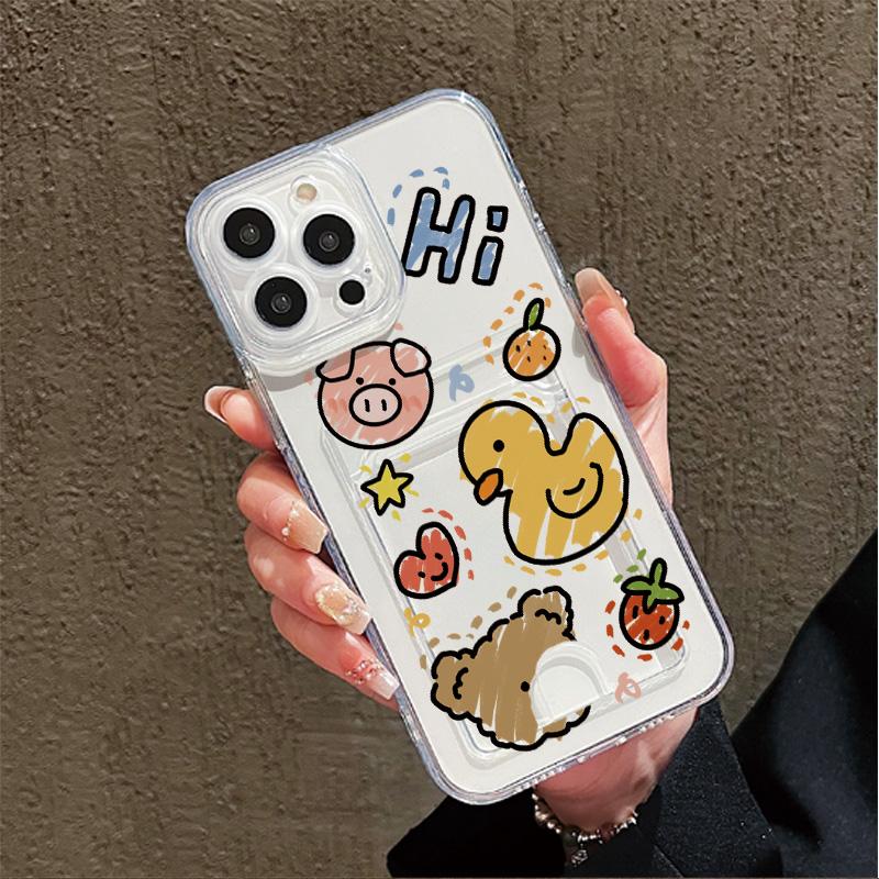 

Силиконовый чехол-кошелек с карманом для карт для iPhone 17 Air 16 14 Pro Max Samsung S23 S24 S25 Ultra Infinix Note 30 Pro Прозрачный бампер для телефона Xiaomi Poco M7 Pro