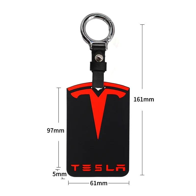 Car Sticker Tesla 3D Design Highlights Key Card Clip Silicone Protective Case Keychain, Suitable for Tesla Model 3 Model Y Acces