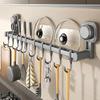 No-Drill Suction Cup Kitchen Hook Rack: Wall-Mounted Spatula, Spoon & Knife Holder with Strong Adhesive