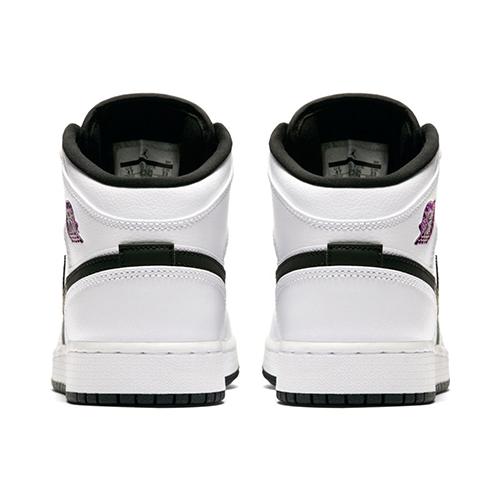 Jordan 1 Mid White Black Fuchsia Blast GS 555112-138