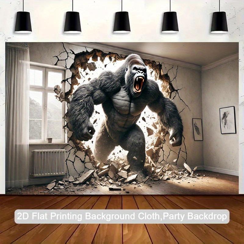 2D Plane 1 Giant Gorilla Breaking Through the Background Banner Suitable for Home Decoration