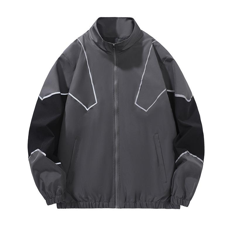 Spring Tooling Jacket Men's Sports Top Casual Stand-up Collar Reflective Strip Jacket Men's Clothing