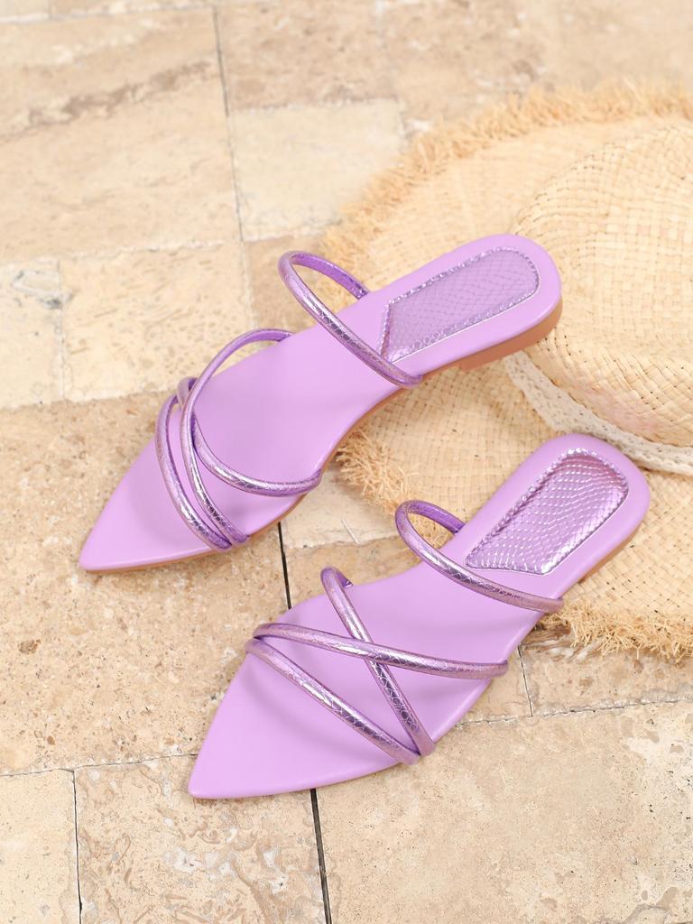 2026 Summer Women's Strappy Flat Pointed Toe Sandals - Casual Open Toe Beach Slippers