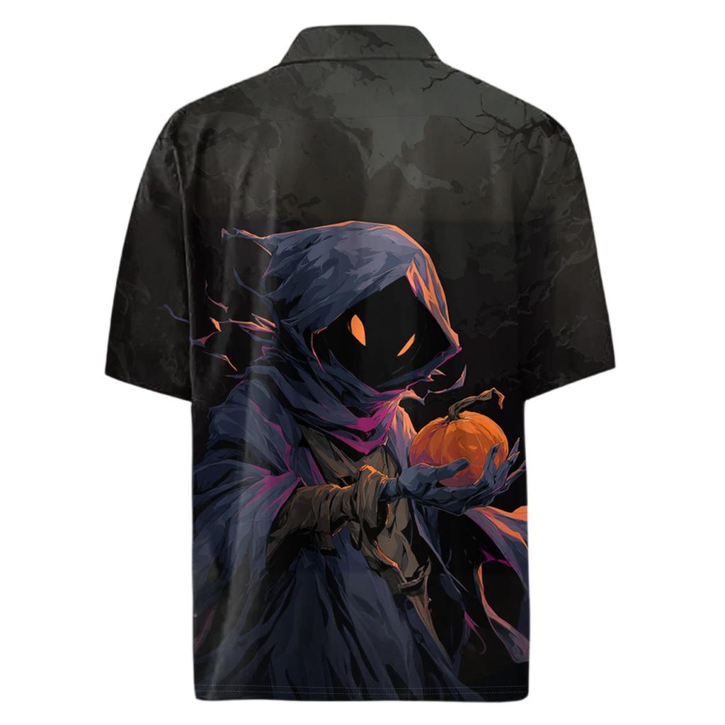 Men's Fashion Casual Loose Halloween Printed Short Sleeve Shirt