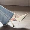 Back strap black pointed high heels spring and summer single shoes sandals women's black