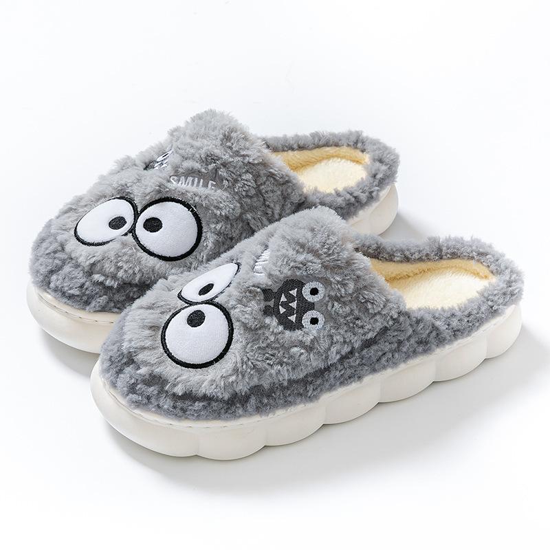 Bow head cotton slippers home warm cotton drag autumn and winter couple fashion plush cotton slippers