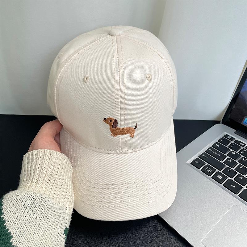 Cute cartoon puppy embroidered cap high quality wide brim show face small men and women spring and summer versatile baseball cap