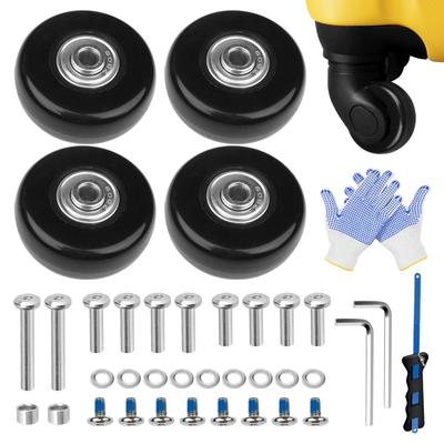 Suitcase Tire Replacement Set of Quiet Wheel Replacement Kit for DIY Wheel Includes Saw Kit, 4, Suitcases, Carry-on Bags, Replacement, (Black,