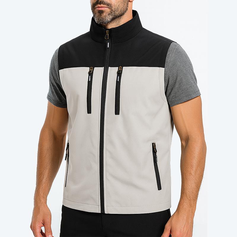 Men's Lightweight Softshell Vest with Zipper Pockets Windproof Sleeveless Jacket for Hiking Golf Outdoor Outwear Windbreaker