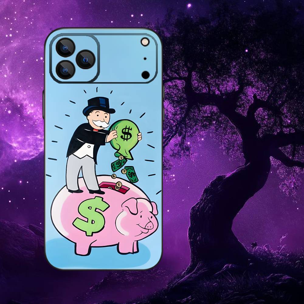 

Dollar Alec M-Monopoly Man Phone Case For iPhone 17,16,15,14,13,12,Pro,Max,Plus,E,SE4,Air,Mini Black Soft Box iPhone12PROMAX