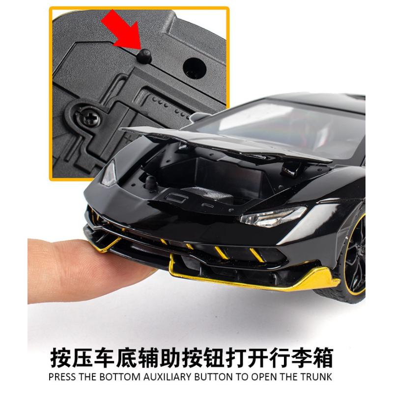 1:24 Scale Lp770-4 Car Model Toy Doors Opened Alloy Diecast Sound Light Pull Back Supercar Model Office Table Ornament