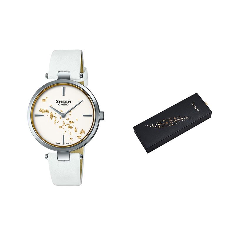

Casio SHEEN gold foil ultra-thin simple quartz movement Japanese and Korean watch women s watch white dial SHE-C100L-7AUPFJD білий