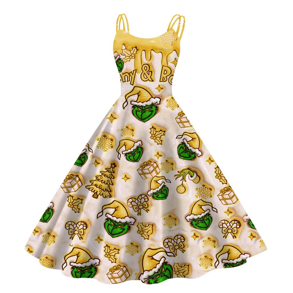 Barne Mote Casual Trykk Sexy Off-the-shoulder Punk Retro Kjole