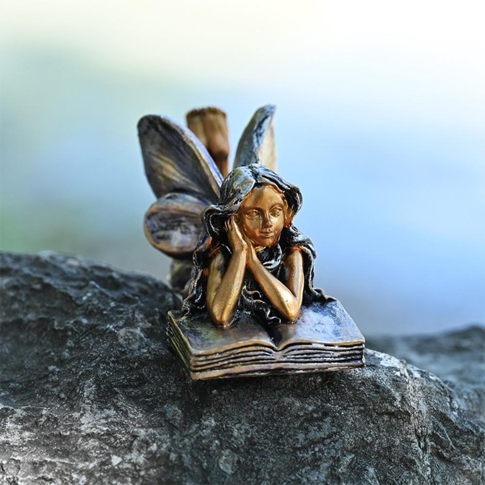 Handmade Angel Girl Statue Cute Fairy Desktop Ornament Durable Fairy Figurines Outdoor