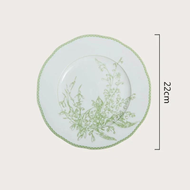 

Обеденная тарелка в китайском стиле в стиле ретро, креативные зеленые керамические тарелки высокого класса, изысканные фруктовые десертные тарелки, бытовая посуда
