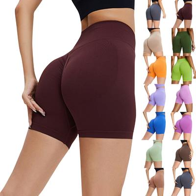 Shorts de Sport Taille Haute Remonte Fesses Pêche pour Femmes Shorts de Yoga Moulants