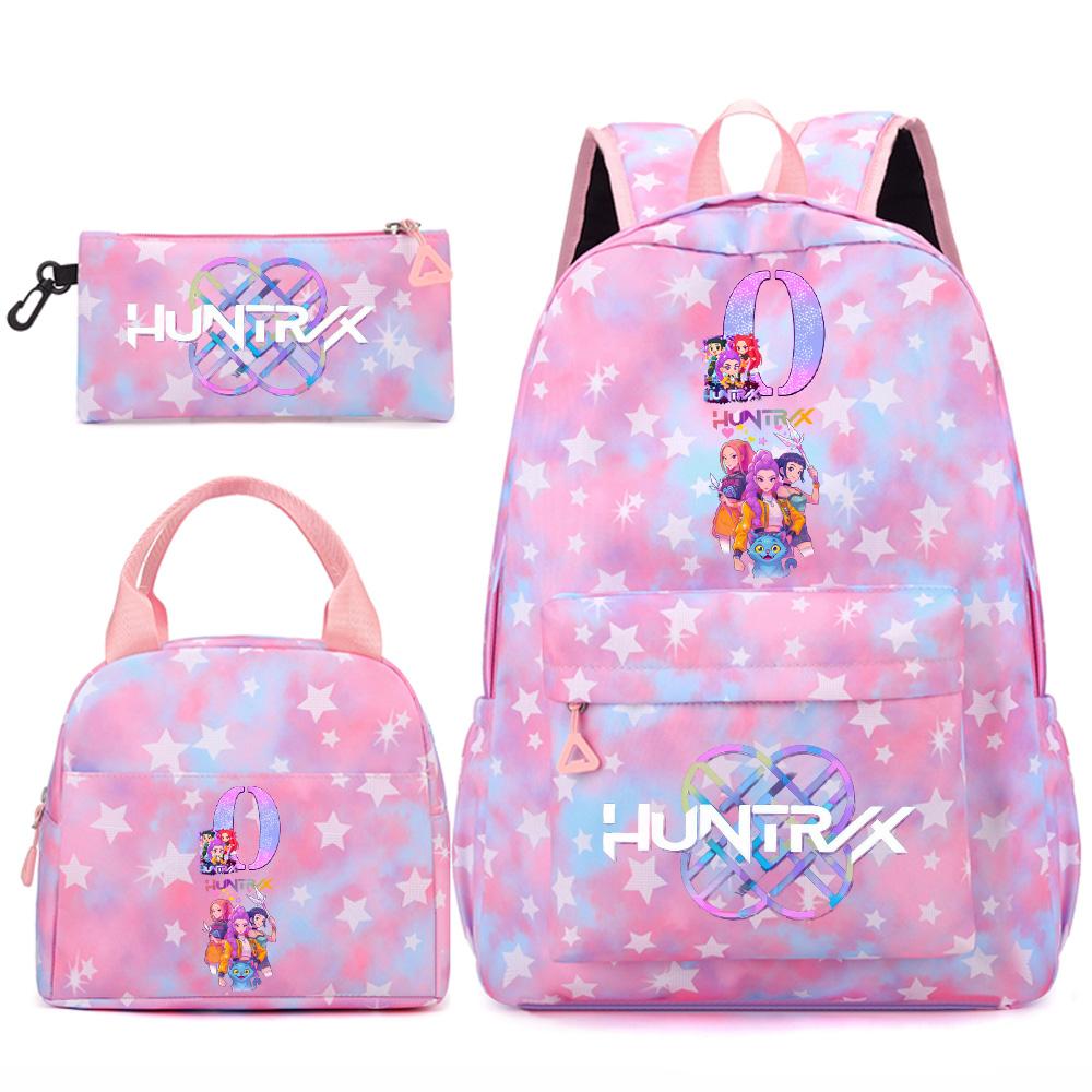 3Pcs/set Cartoon English Letter A-Z Printed Backpack Handbag Pencil Case for Teenger Student Girl Boy Bookbag Travel Bag Gift