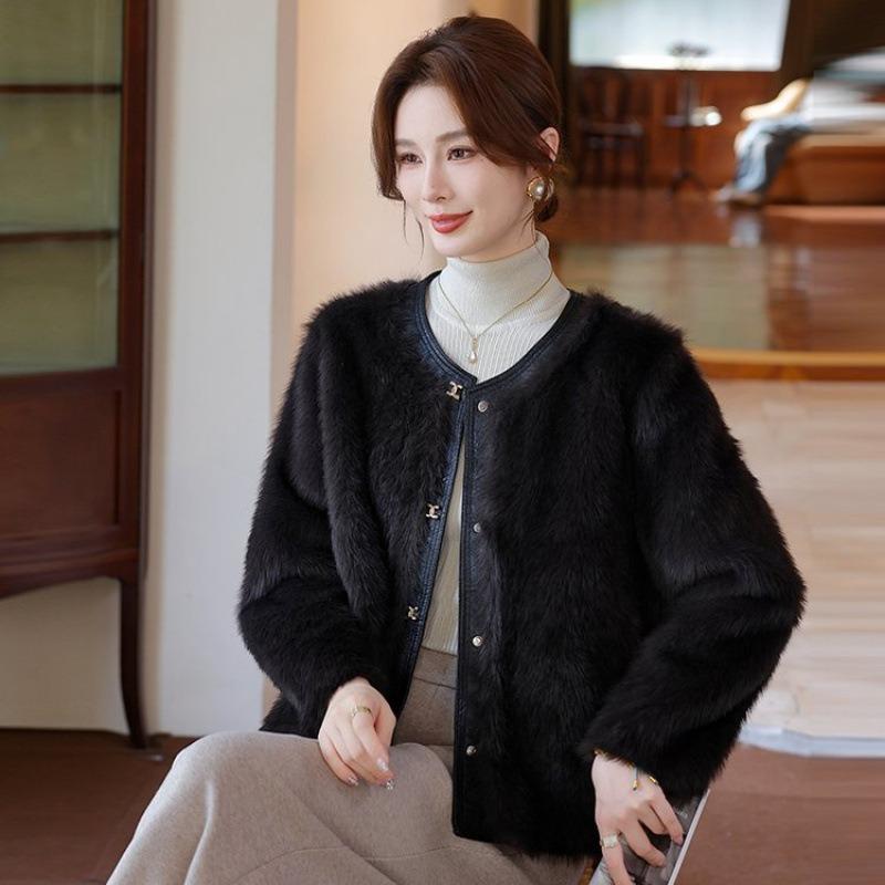 

Зимняя норковая бархатная куртка меховое пальто с мехом имитация меха топ женский 5XL [recommended 150-80kg] чёрный