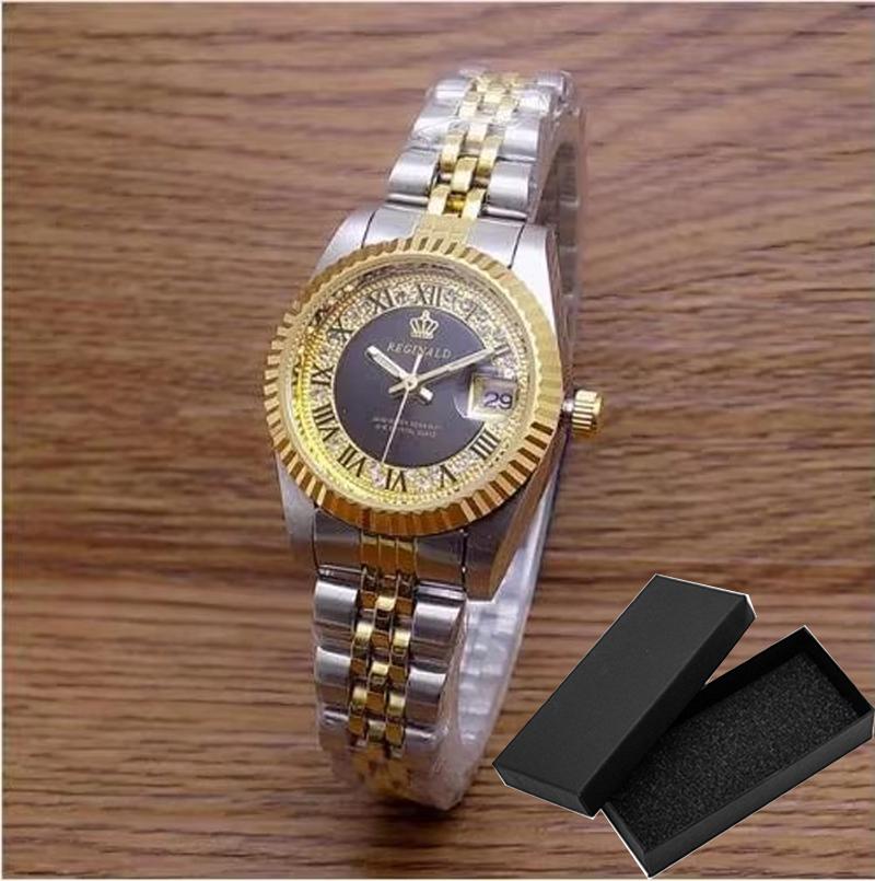 REGINALD Brand Date Waterproof Crystals Men Watch Steel Wrist Watch Business Lover's Dress Gift Watches Montre Homme Reloj