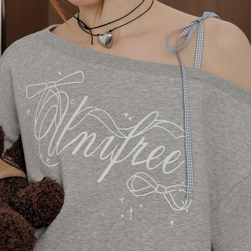 UNIFREE Women's Slanted Shoulder Tie Sweatshirt