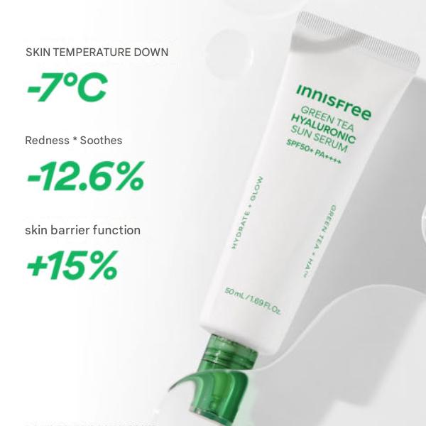 Innisfree Green Tea Hyaluronic Acid Moisture Sun Serum SPF50+/PA++++ 50mL (3 Options)