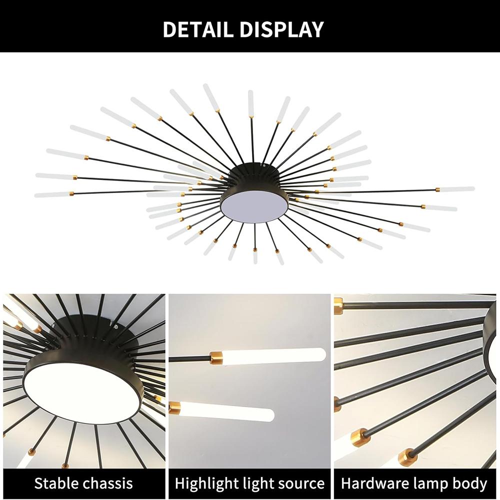 Black 42 Heads Non Dimmable Pendant Lights Creative Fireworks Design Chandelier Modern Ceiling Light for Living Room Exhibition Hall Bedroom