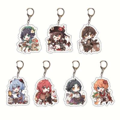 Original God Acrylic Keychain: Traveler, Hu Tao, Klee, Ganyu, Zhongli Characters