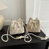 Fashionable Woven Crossbody Bag For Women 2023 New Beige Khaki Lace Bucket Handbag