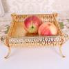 Golden Fruit Tray Creative Vintage Gold Round Square Fruit Plate Multi-Function Metal Snack Home Storage Plate Housewear