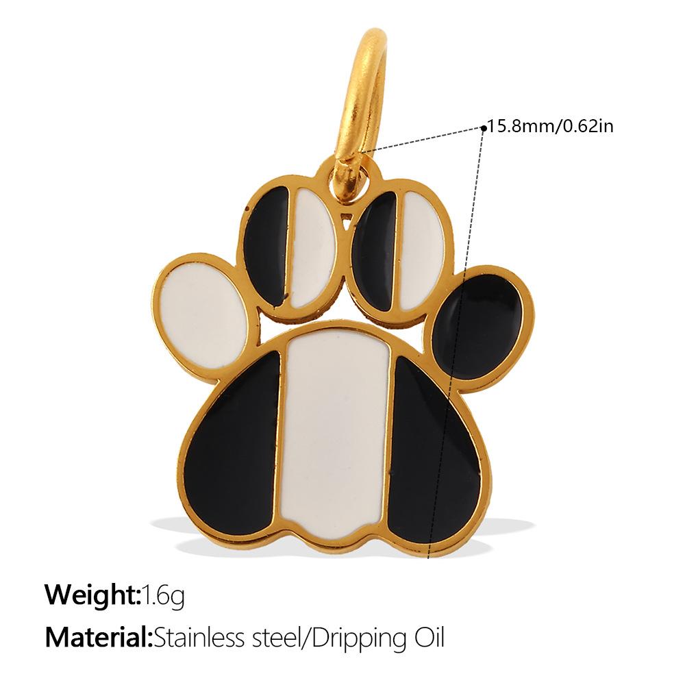 2Pcs Cartoon DIY Stainless Steel Drip Dog Paw Print Pendant Handmade Accessory Jewelry Gold Plated Charm Wholesale