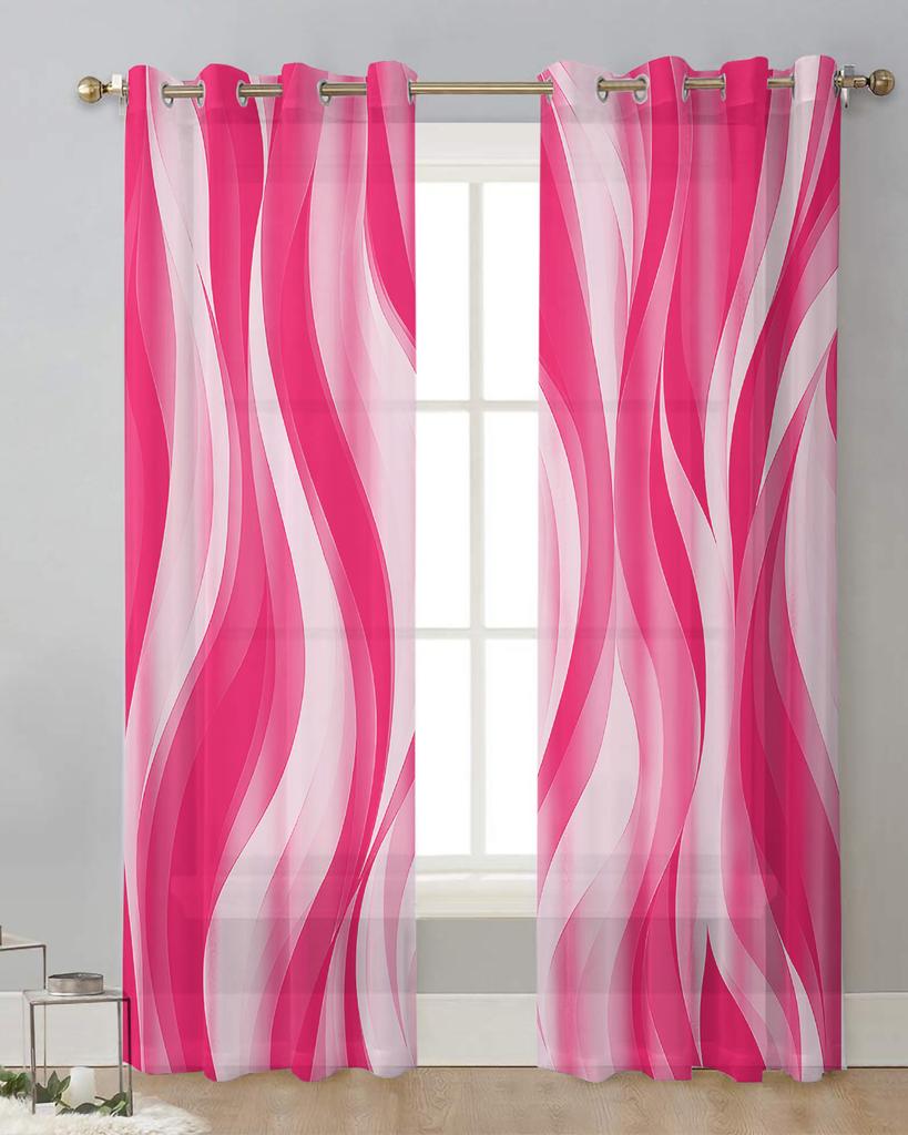 Dark Blue Ripples Lines Modern Tulle Curtains Living Room Voile Drapes Sheer Window Curtains Bedroom Accessories