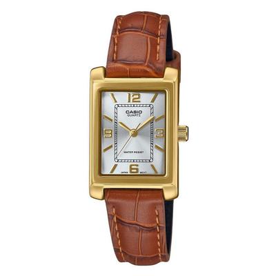 Standard Analog Braunes Lederarmband Silbernes Zifferblatt Quarz LTP-1234GLL-7A Damenuhr