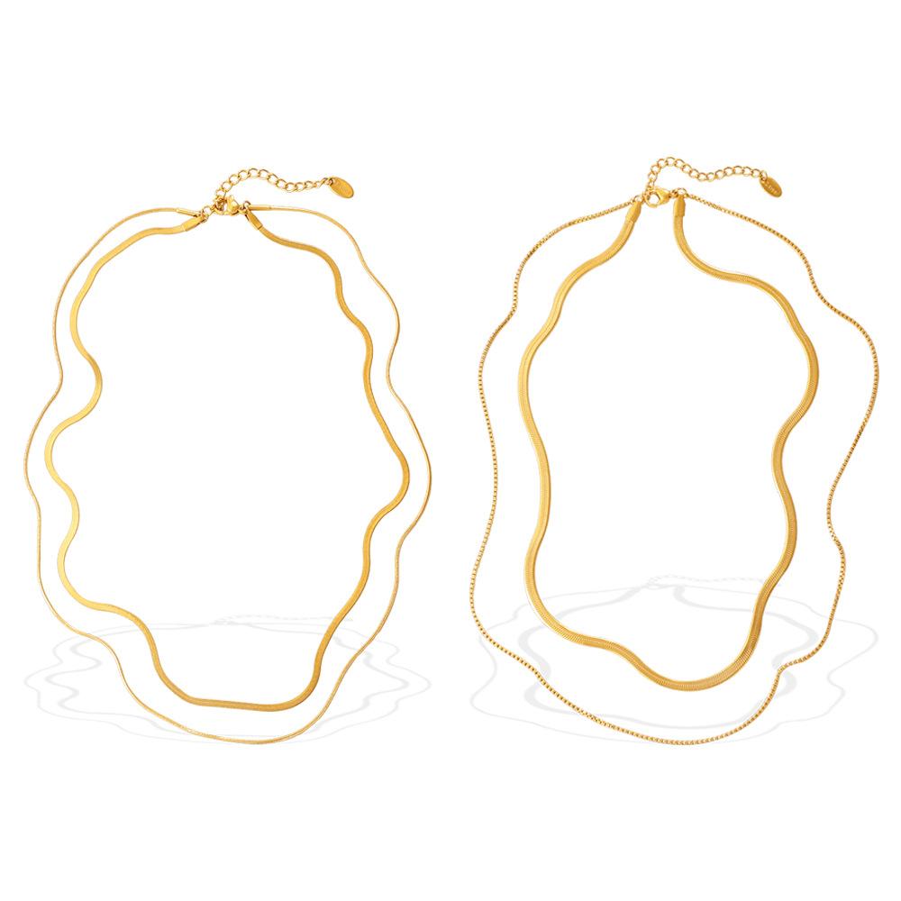 Niche Simple Double-Layer Stacked Blades With Stainless Steel Temperament Versatile And Non-Fading Collarbone Chain