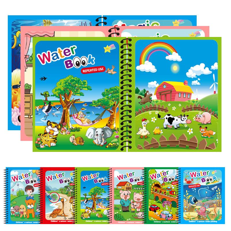 Montessori Toys Reusable Coloring Book Magic Water Drawing Book for Kids Toddler Toy Painting Book Educational Toys for Children