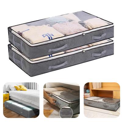 2 Stück Unterbett-Aufbewahrungstasche, langlebig, platzsparend, mit Reißverschluss, Kleidungsaufbewahrungsbehälter für Zuhause, Schlafzimmer