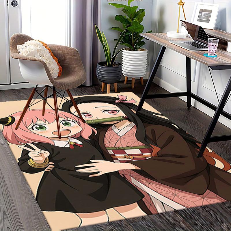 1pc Demon Slayer Nezuko Kimetsu No Yaiba Anime Cartoon Design Office Chair Mat Non-Slip Carpet for Home Decor Living Room Bedroom Game Room Dormitory