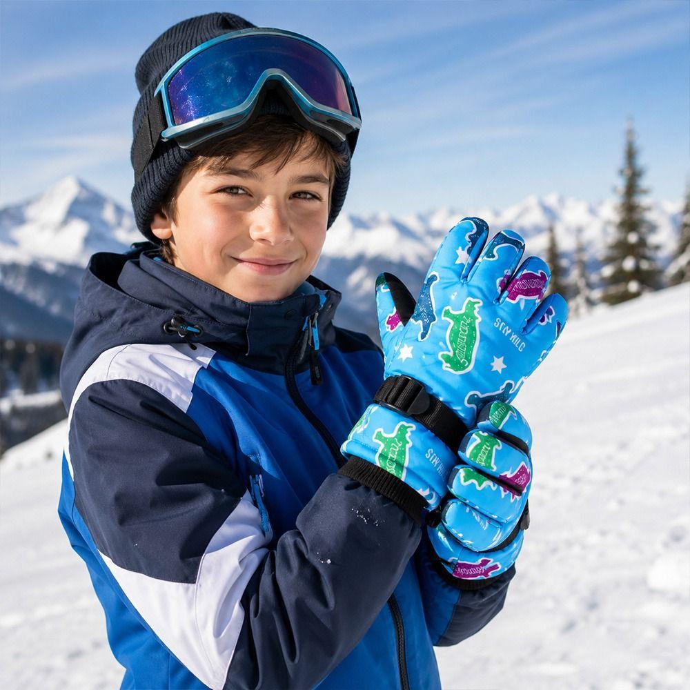 Non-slip Snow Gloves Waterproof Kids Winter Mittens Fashion Children Ski Gloves Mountaineering