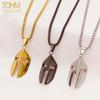TOHM Retro Spartan Warrior Mask Pendant Necklace, Stainless Steel, Long Chain