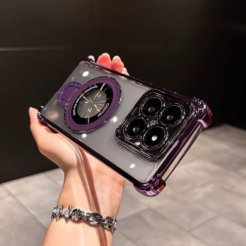Clear Shockproof Magnetic Bracket Phone Case For Samsung S25 S24 S23 S22 S21 S20 Plus FE Ultra S25 Edge Soft Silicon Stand Cover