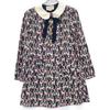 GUCCI 516826 2018 Black x Pink Silk Bulldog Dog Print Peter Pan Collar One-Piece dress 38 pink/blackUsed