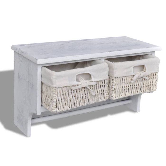 VidaXL Porte-manteau Blanc 60x23,5x33 cm Bois de Paulownia
