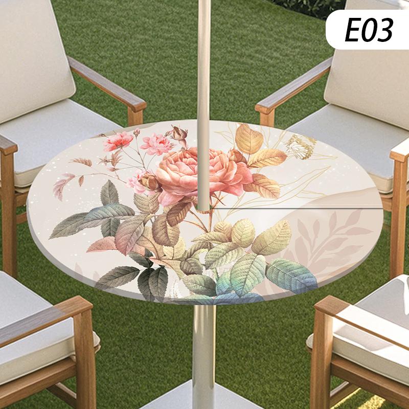 Round Table Cover Waterproof Oil-Proof Tablecloth Elastic Kitchen Dining Wedding Party Table Cover Outdoor Courtyard Home Decor