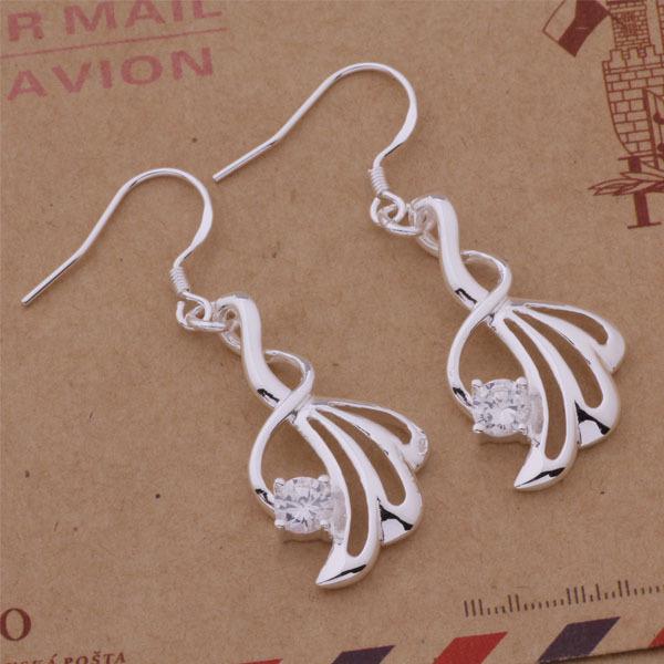 925 Sterling Silver Plated Korean Style Rhinestone Stud Earrings Jewelry