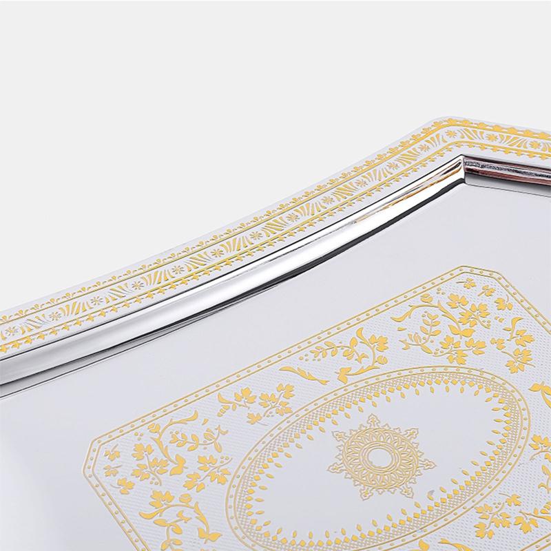 Stainless Steel Storage Tray Metal Elegant Organizer Multifunction Trays for Fruit Candy Dessert Pastry Cookie Biscuit