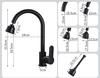 Black Kitchen Faucet Single Handle Hot and Cold Water Kitchen Sink Taps Basin Mixer with 360° rotating Adapter Gray